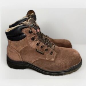 Brahma Women's Diane II Leather Waterproof Work Boots Steel Toe Brown US 8.5